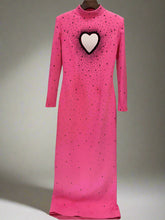 HEYFANCYSTYLE Women's Luxury Crystal Heart Maxi Dress for Special Occasions